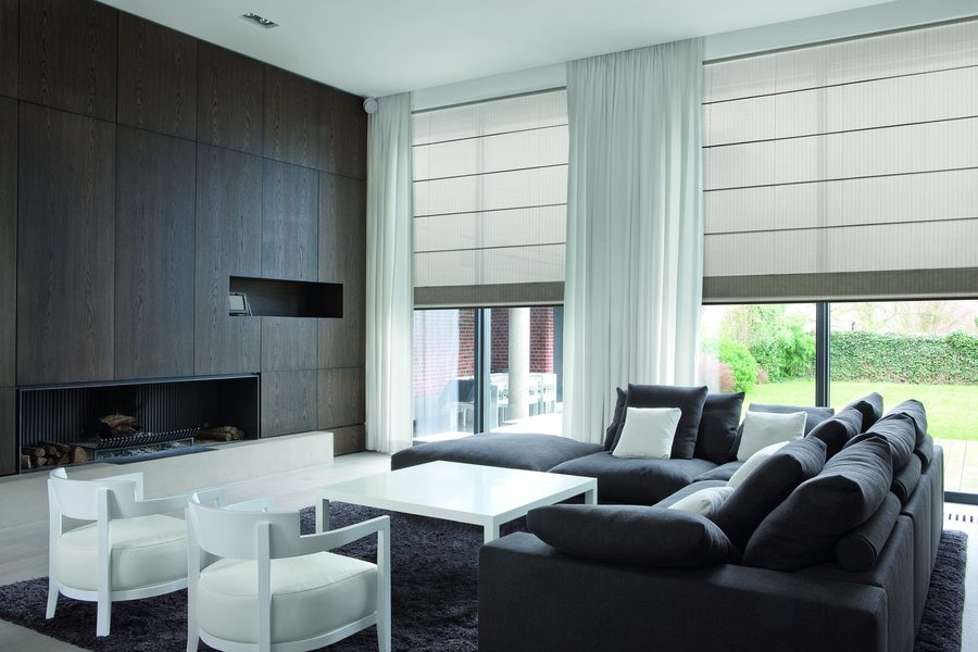 Roman blinds in a living room